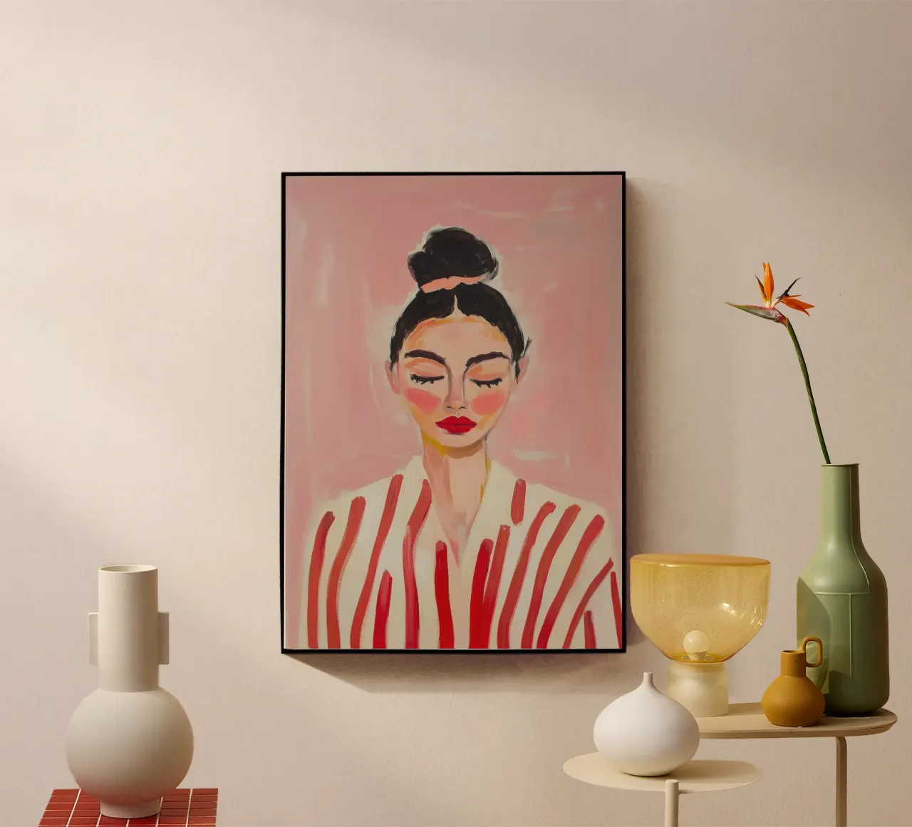 Donna con chignon e strisce plexiglass da Euphoria Theresa