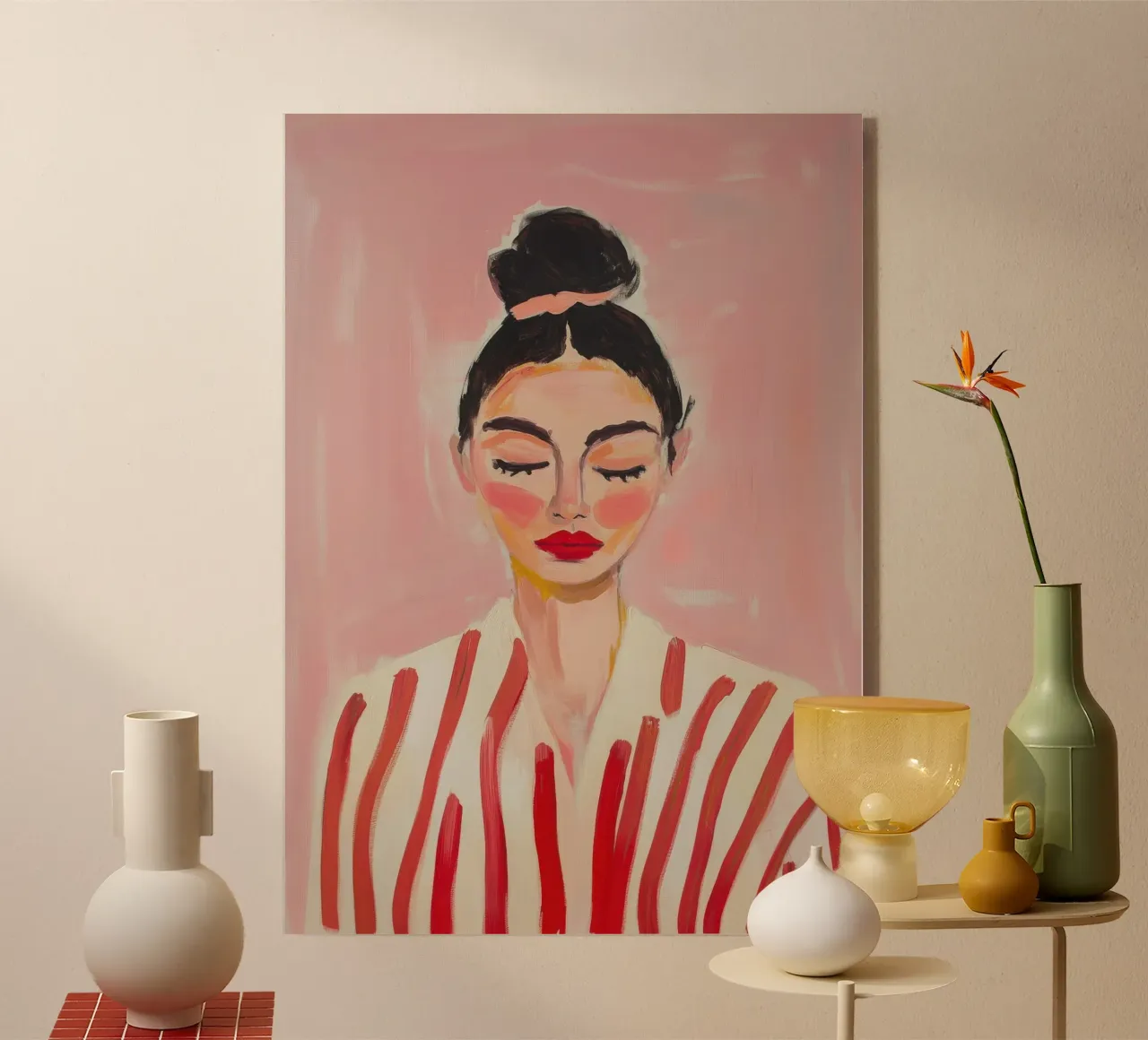 Donna con chignon e strisce plexiglass da Euphoria Theresa