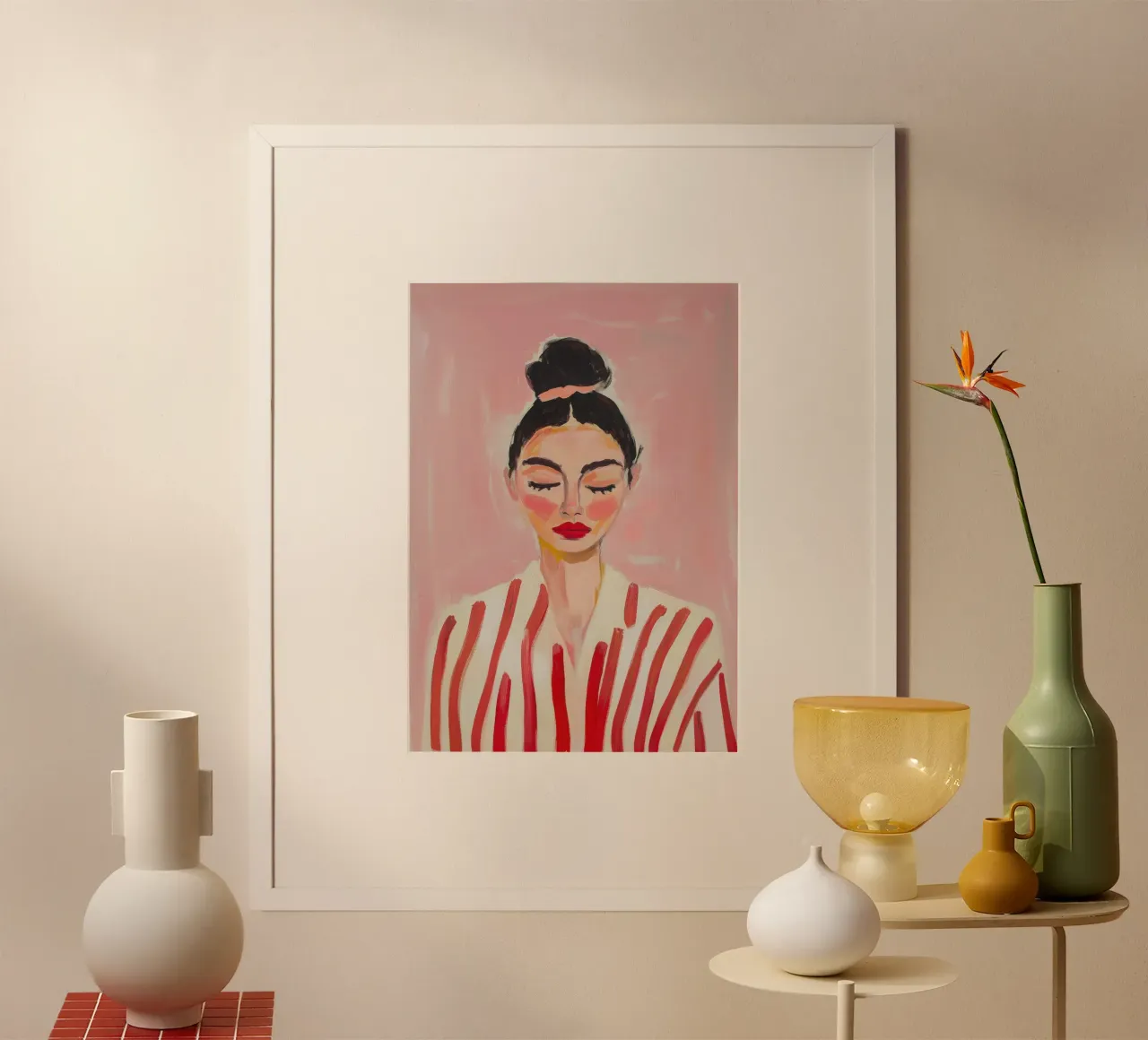 Donna con chignon e strisce carta hahnemühle da Euphoria Theresa