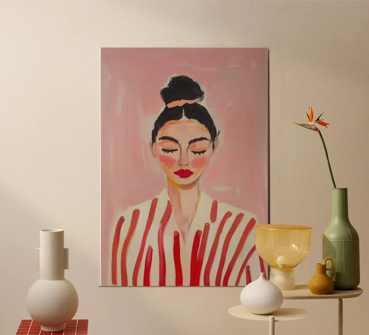 Donna con chignon e strisce carta hahnemühle da Euphoria Theresa