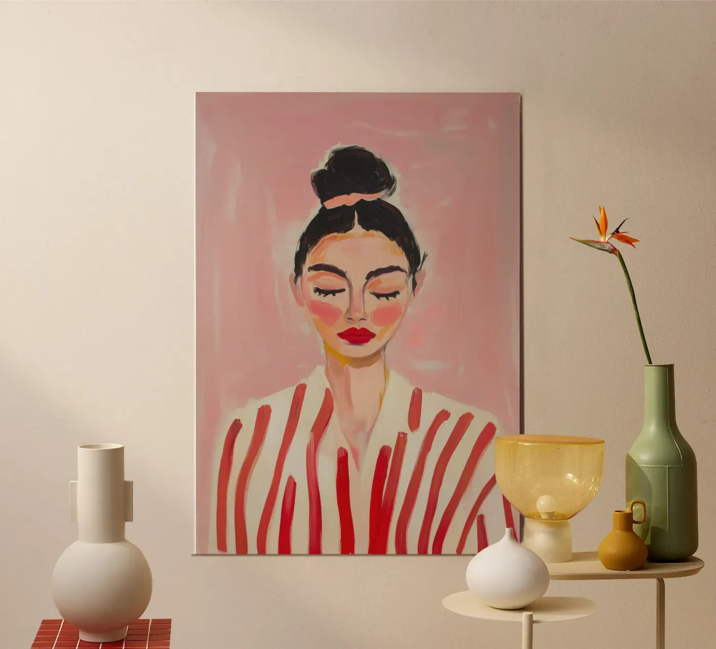 Donna con chignon e strisce poster da Euphoria Theresa