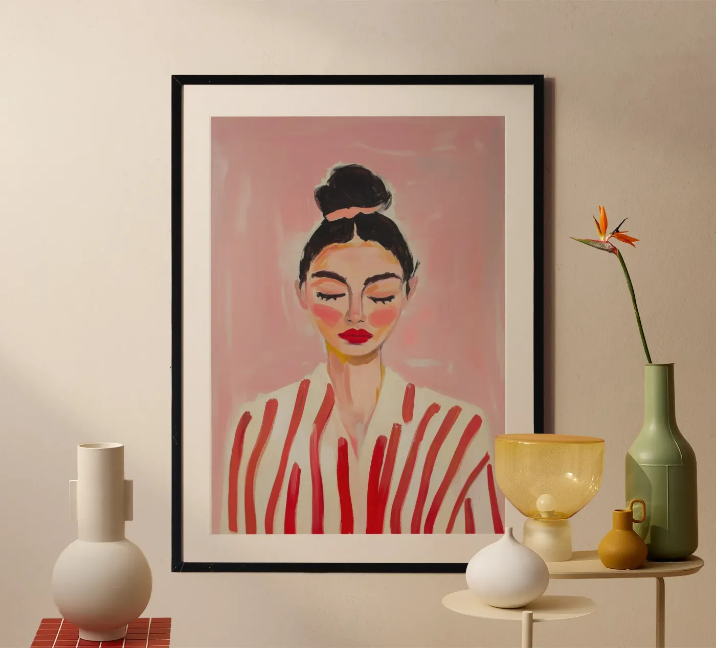 Donna con chignon e strisce poster da Euphoria Theresa