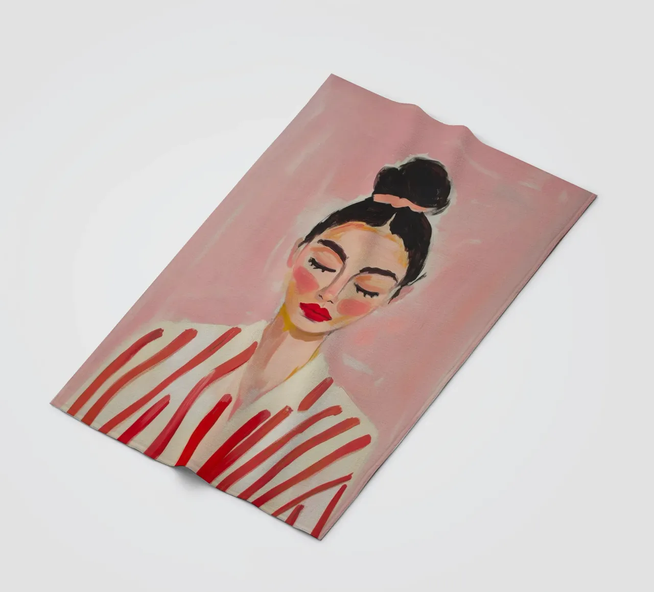 Donna con chignon e strisce coperta in pile da Euphoria Theresa