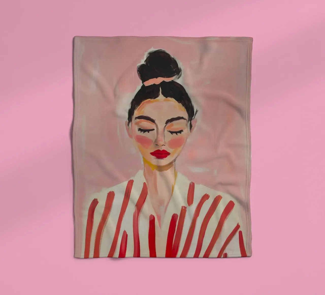 Donna con chignon e strisce coperta in pile da Euphoria Theresa