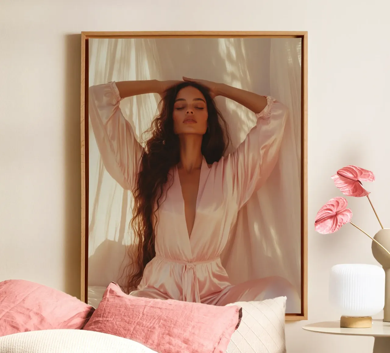 Blush Serenity tela con Cornice a cassetta da PhotoVibe Decor