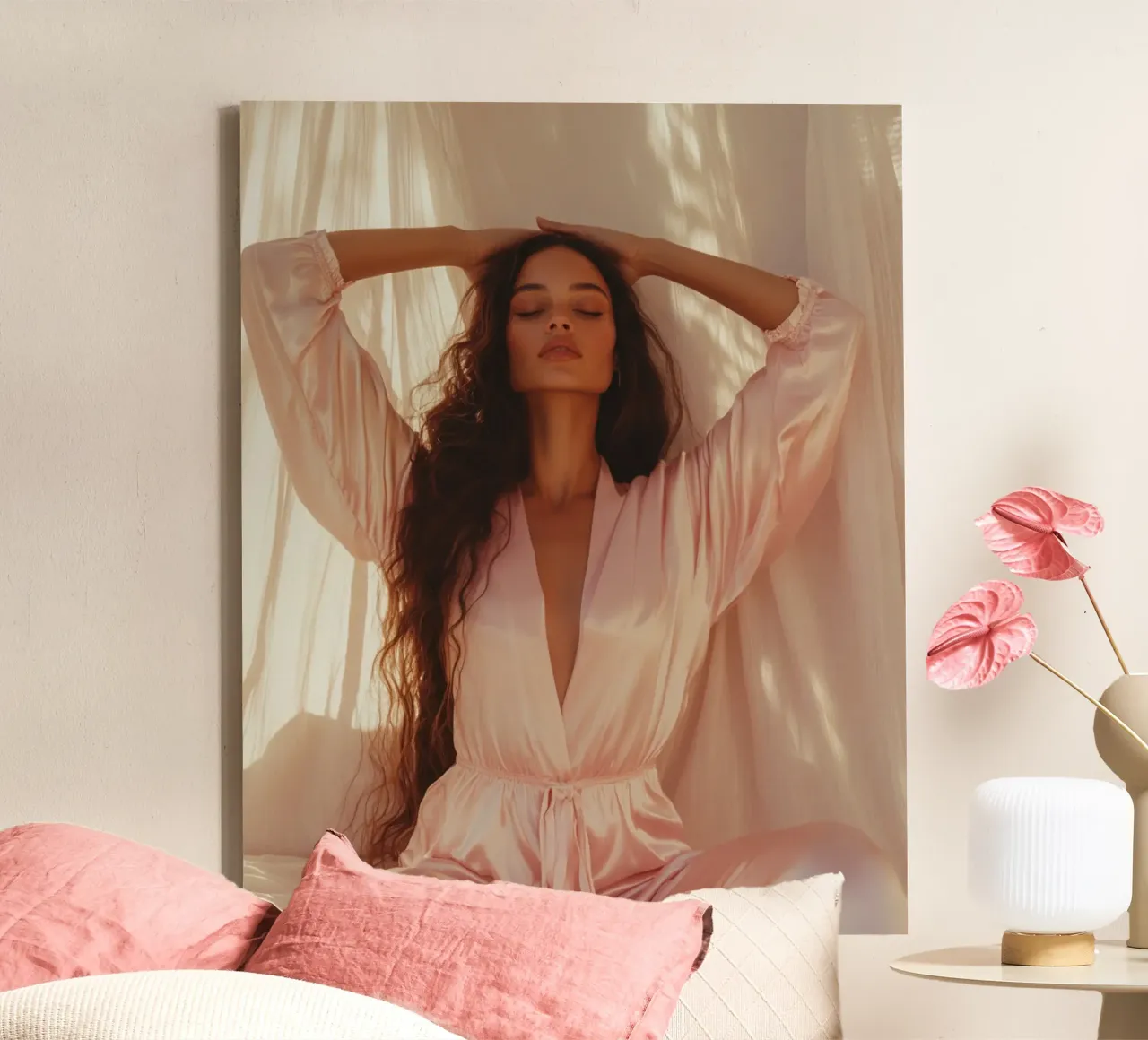 Blush Serenity tela con Cornice a cassetta da PhotoVibe Decor