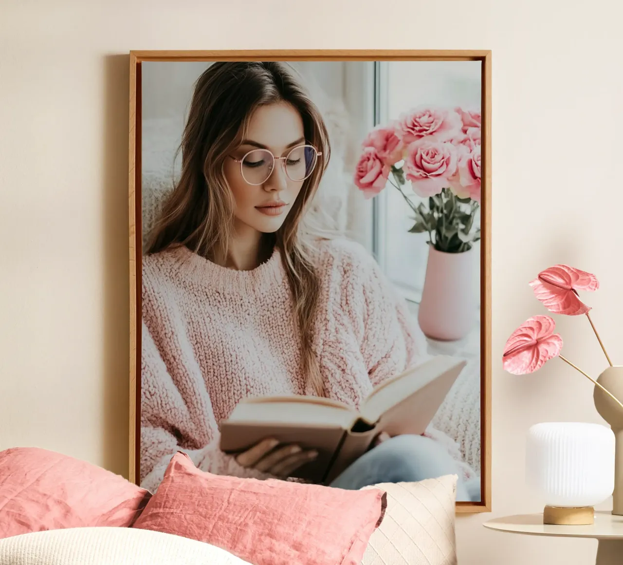 Blush Serenity tela con Cornice a cassetta da PhotoVibe Decor