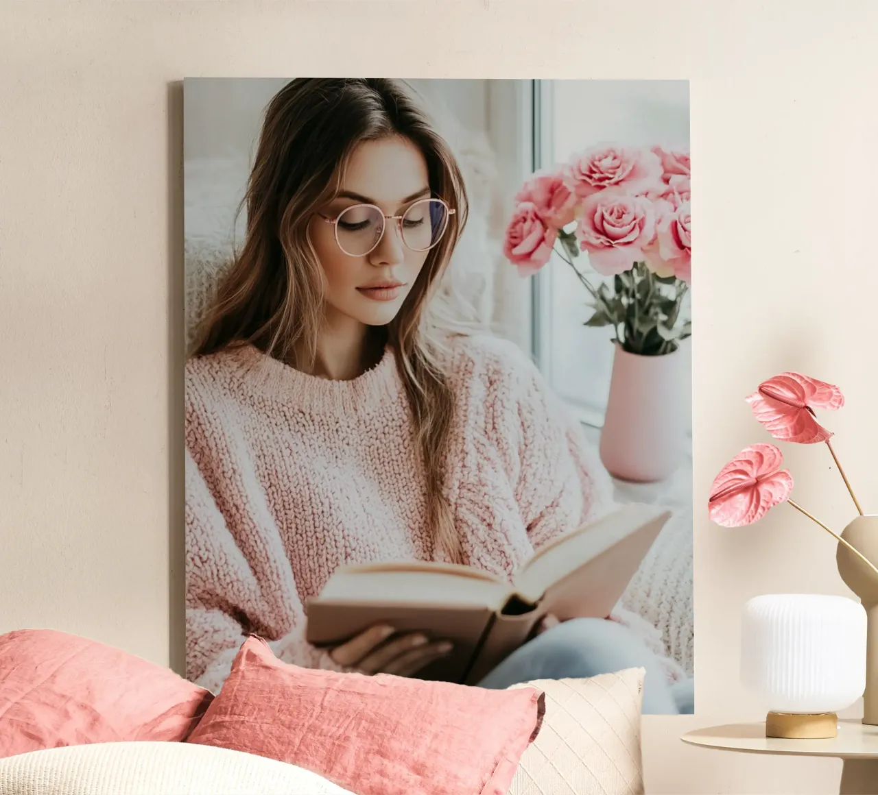 Blush Serenity tela con Cornice a cassetta da PhotoVibe Decor