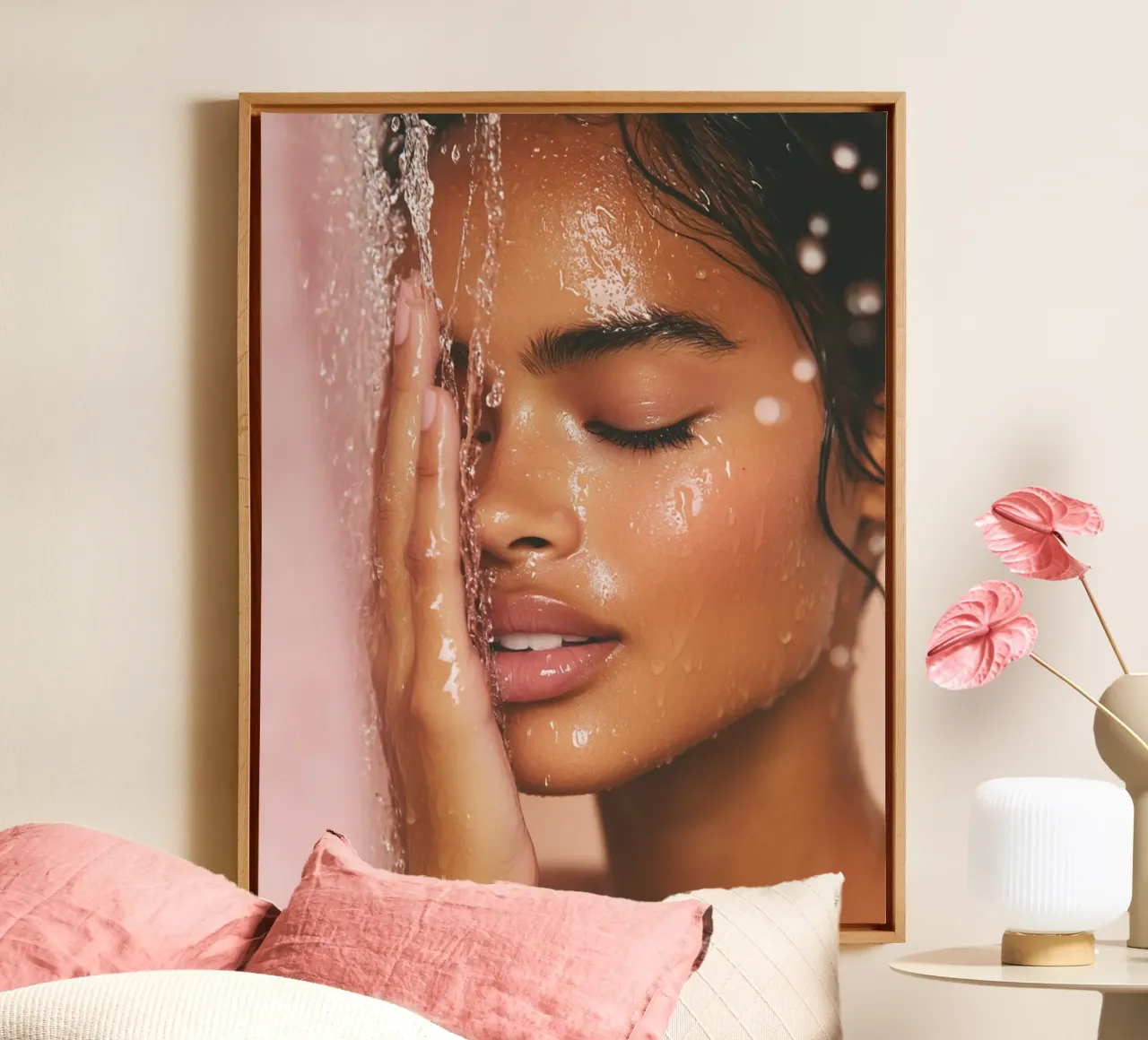 Blush Serenity tela con Cornice a cassetta da PhotoVibe Decor