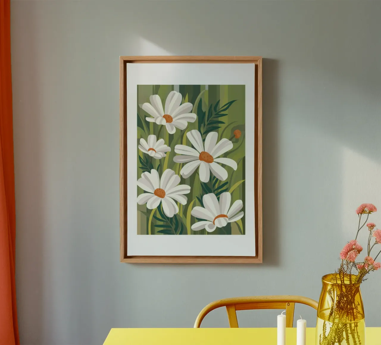 Verdant Daisy Patch canvas with Floater frame by Moonlite Desire