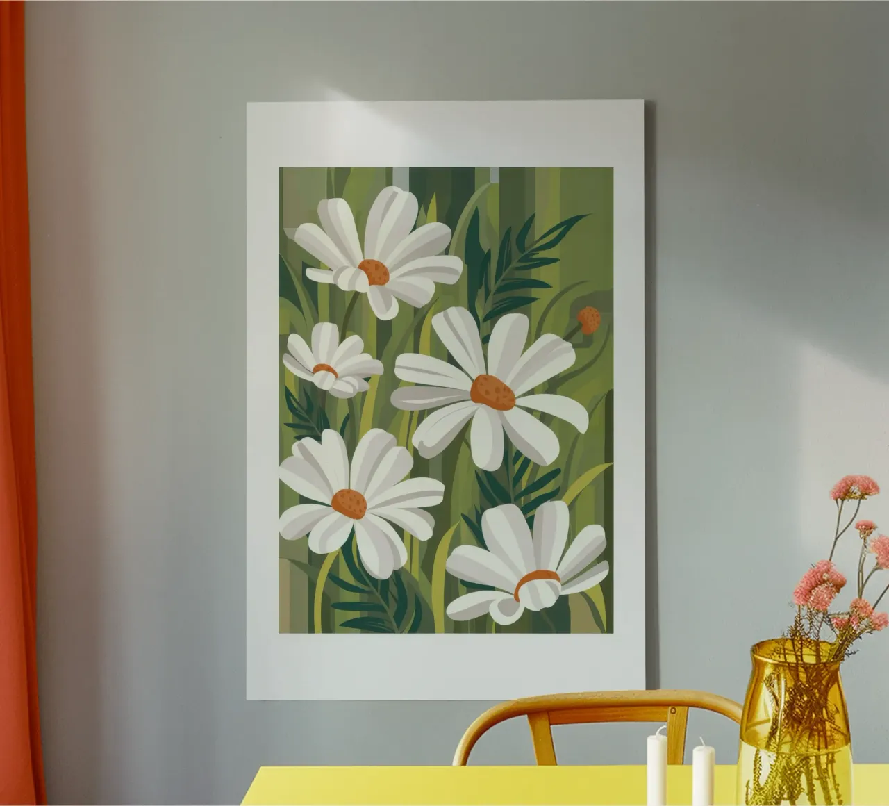Verdant Daisy Patch canvas with Floater frame by Moonlite Desire