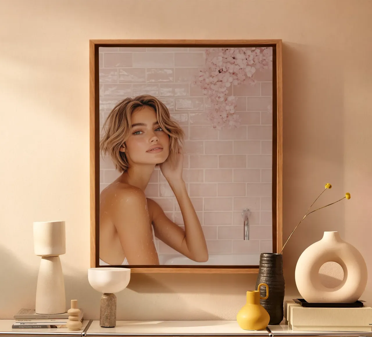 Blush Serenity tela con Cornice a cassetta da PhotoVibe Decor