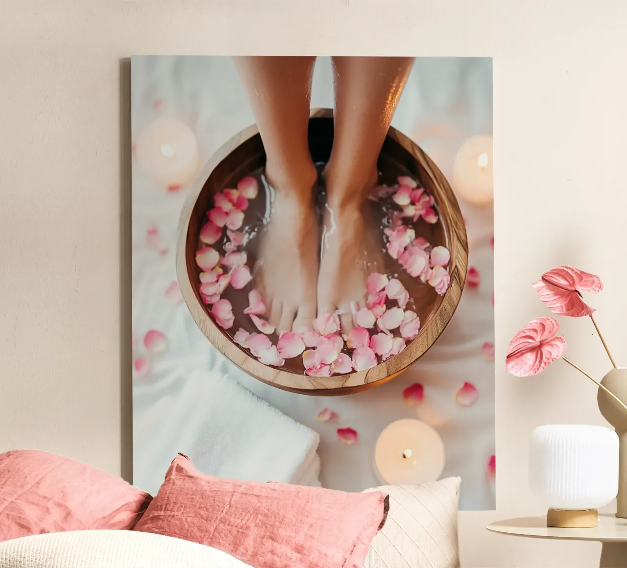 Blush Serenity tela con Cornice a cassetta da PhotoVibe Decor