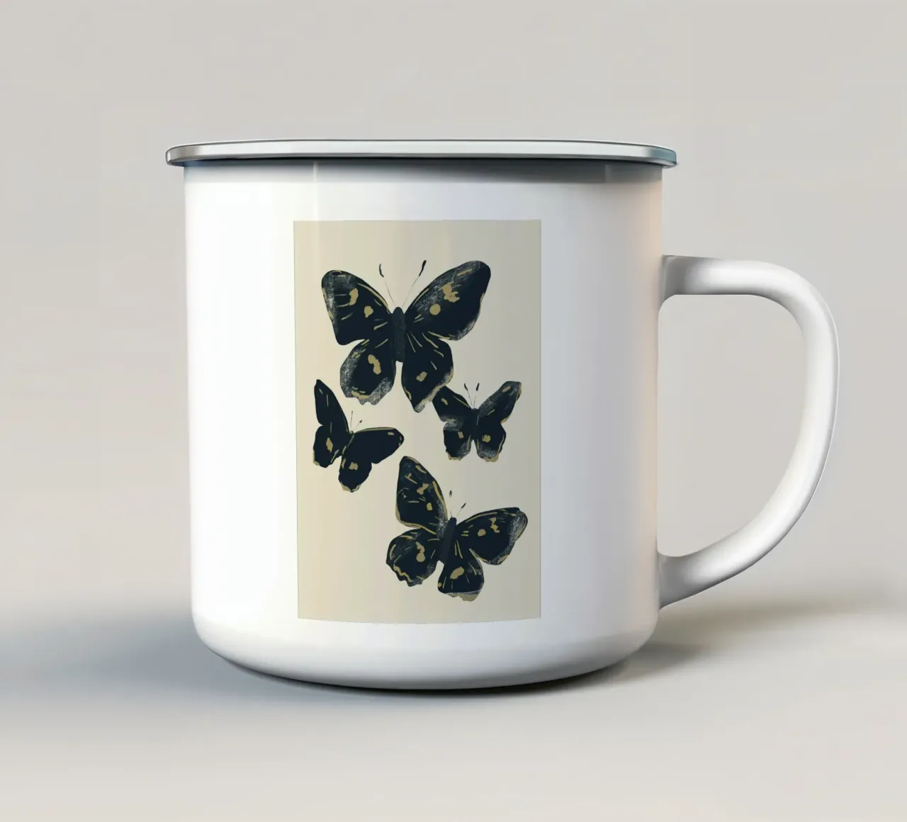 Farfalle nere 2 tazza in smalto da ThingDesign