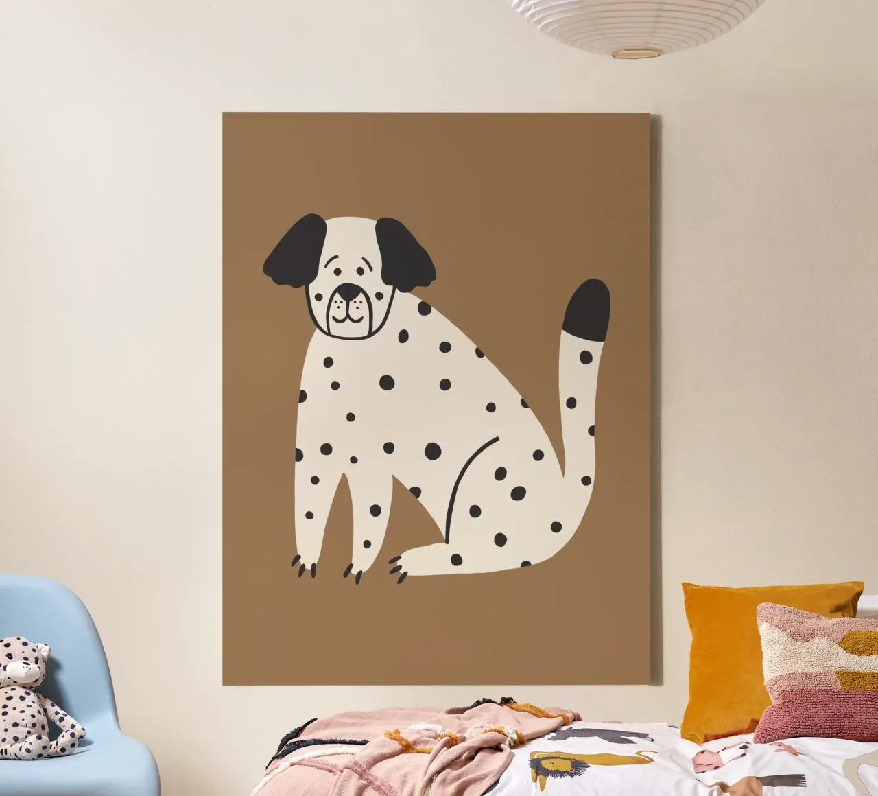 Cane dalmata Boho murale, poster per bambini, camera dei bambini tela con Cornice a cassetta da Edina Varga Prints
