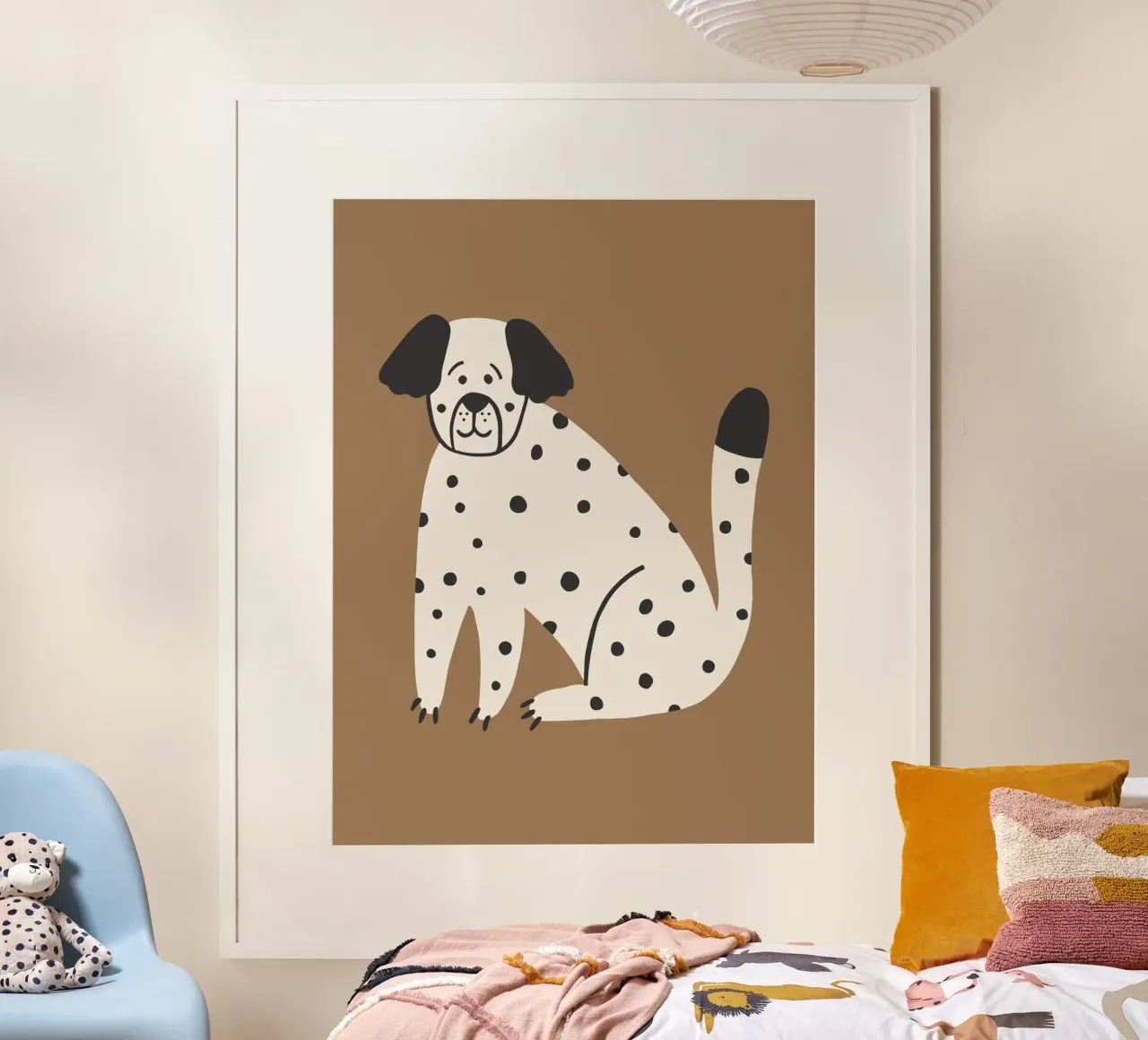 Cane dalmata Boho murale, poster per bambini, camera dei bambini poster con telaio in alluminio da Edina Varga Prints