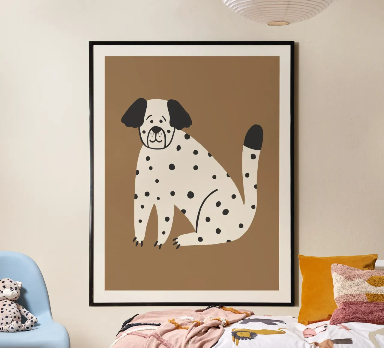 Cane dalmata Boho murale, poster per bambini, camera dei bambini poster con telaio in alluminio da Edina Varga Prints