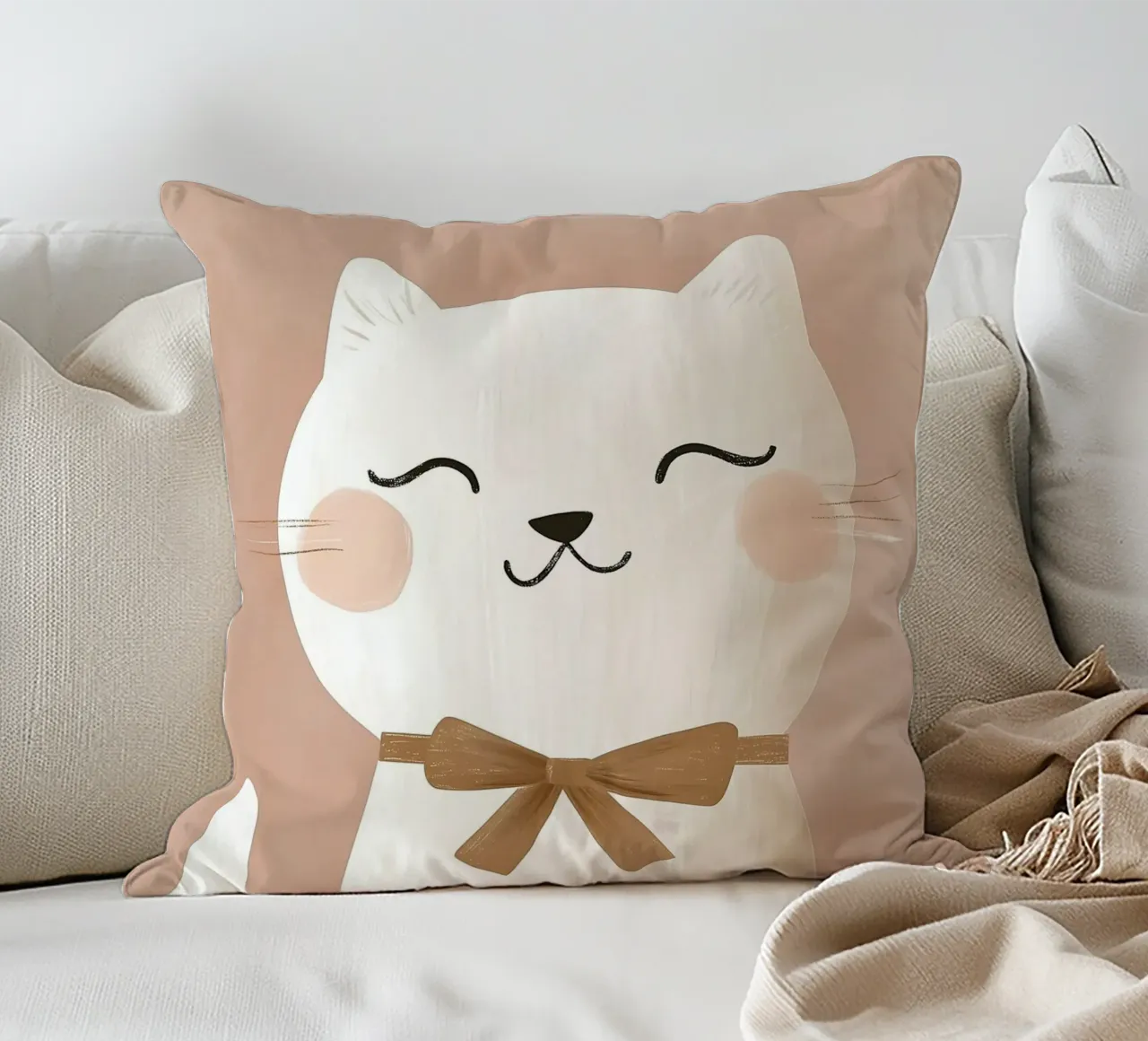 Cute Cat Print, Kitten Print, Nursery Wall Art decorative cushion by Little Lola