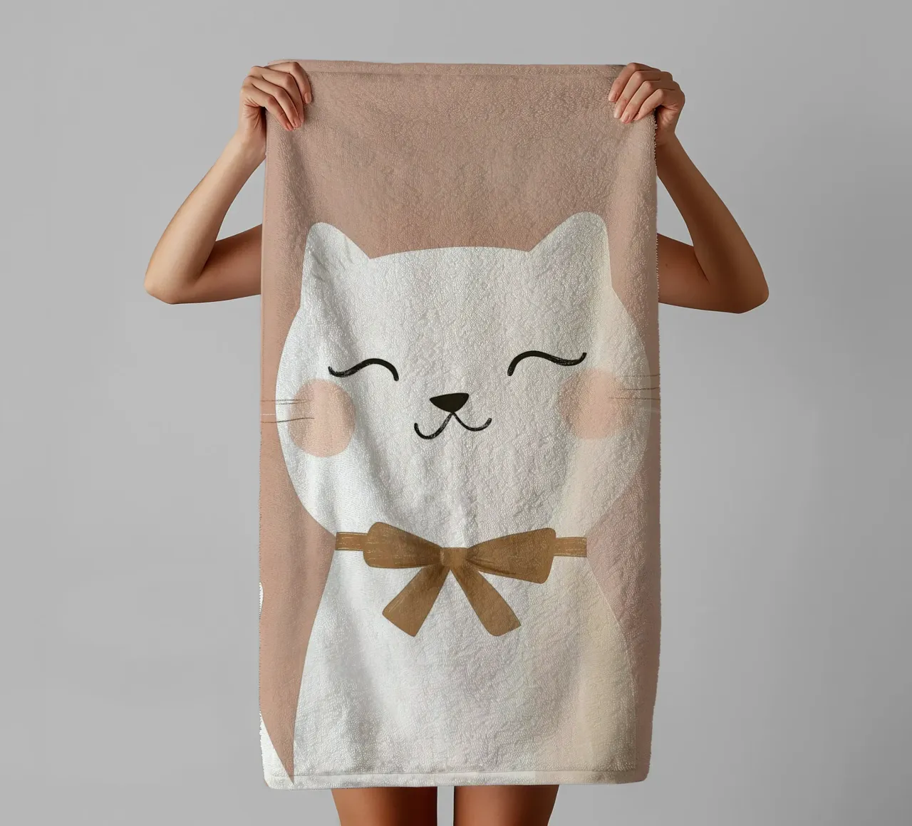 Cute Cat Print, Kitten Print, Nursery Wall Art towel by Little Lola