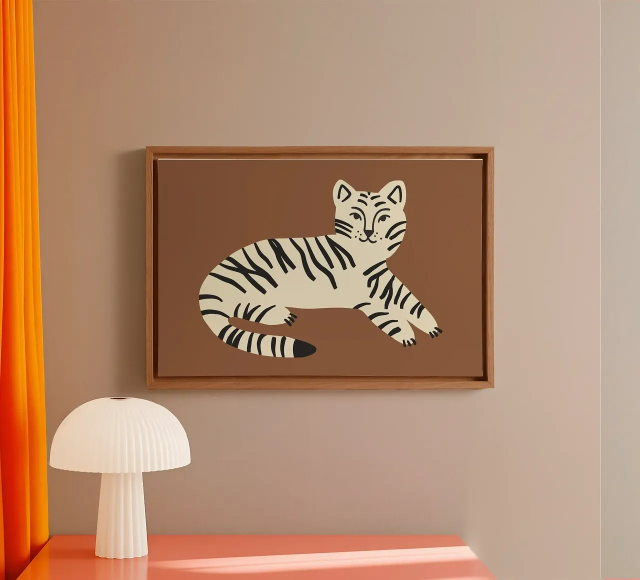Murale Boho Tiger Boho, poster per bambini, camera dei bambini tela con Cornice a cassetta da Edina Varga Prints