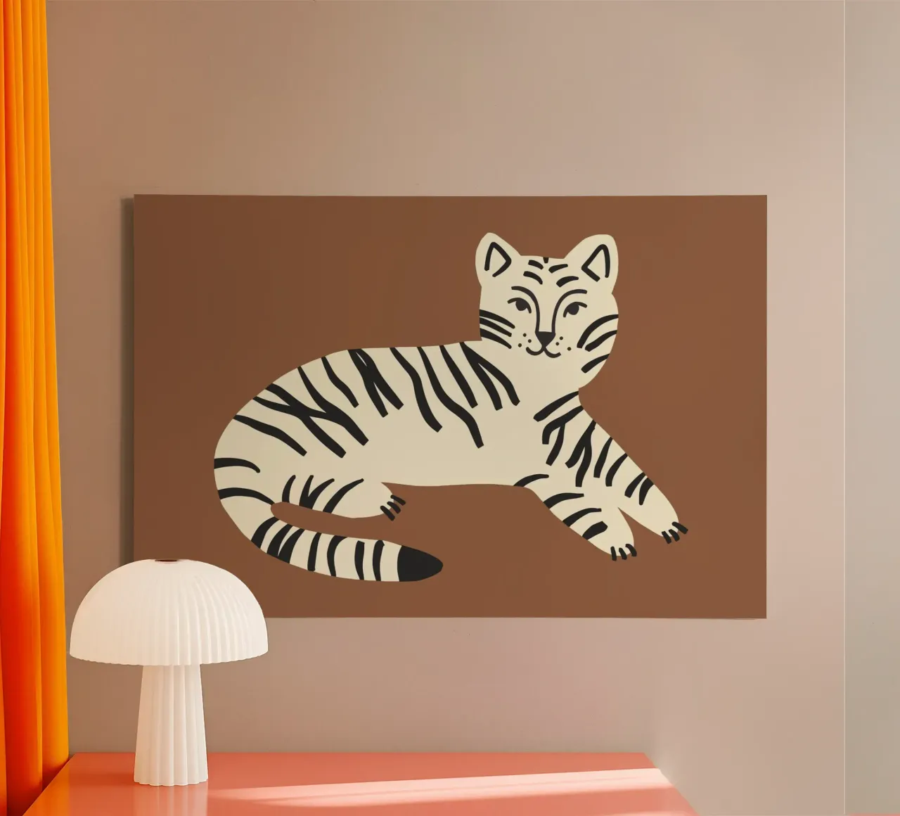 Murale Boho Tiger Boho, poster per bambini, camera dei bambini tela con Cornice a cassetta da Edina Varga Prints