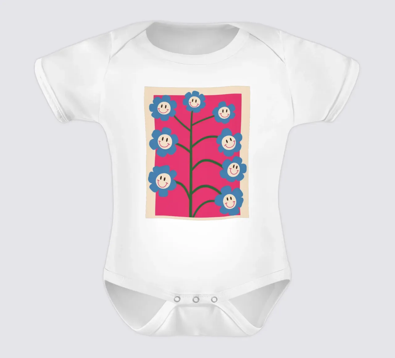 Fiori di Faccia Felice body neonato maniche corte da Moonlite Desire