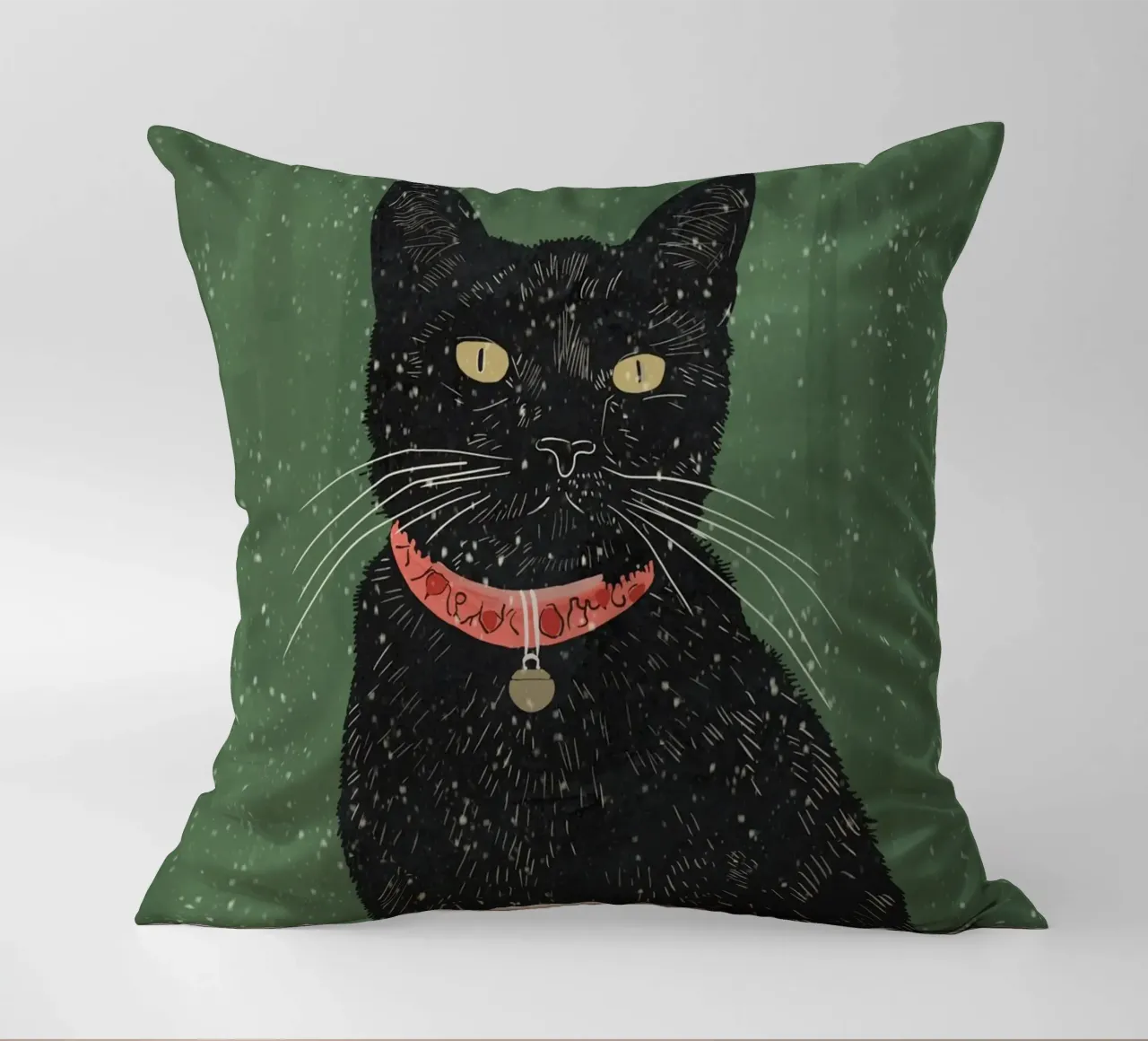 Black Cat 5 decorative cushion by ThingDesign