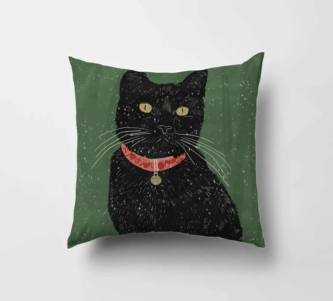 Black Cat 5 decorative cushion by ThingDesign