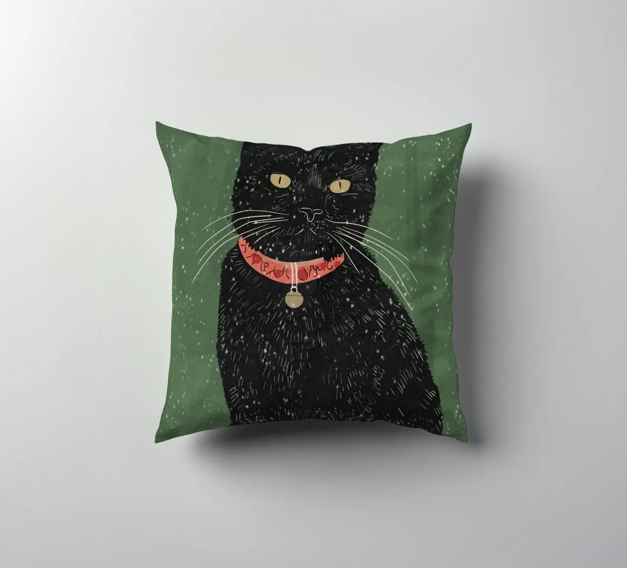 Black Cat 5 decorative cushion by ThingDesign