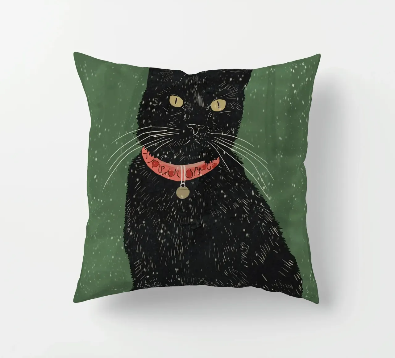 Black Cat 5 decorative cushion by ThingDesign