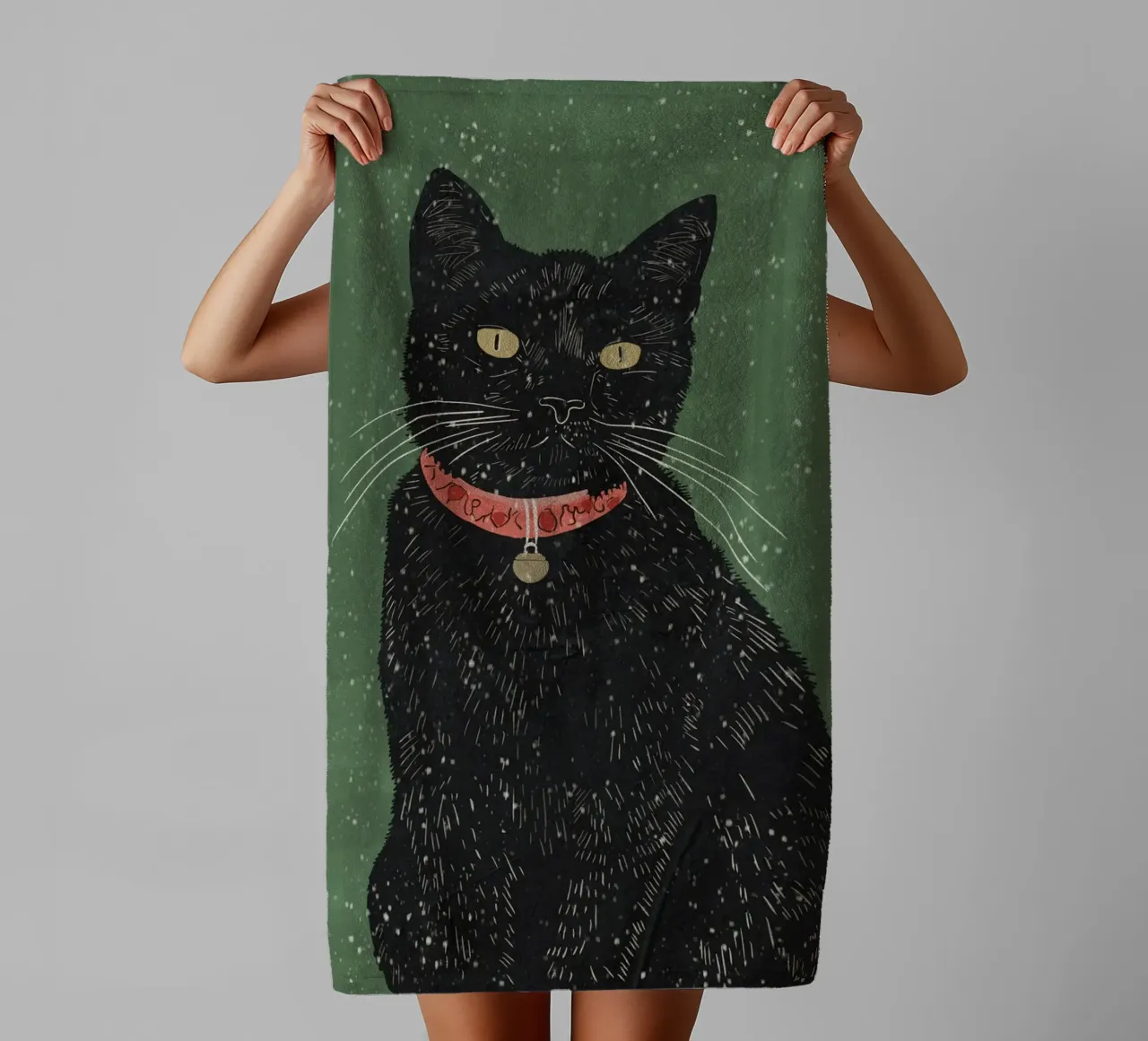 Black Cat 5 towel by ThingDesign