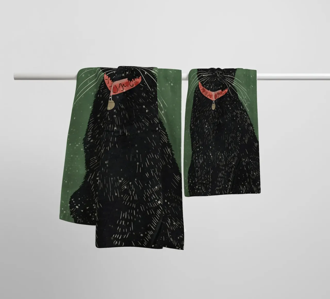 Black Cat 5 towel by ThingDesign