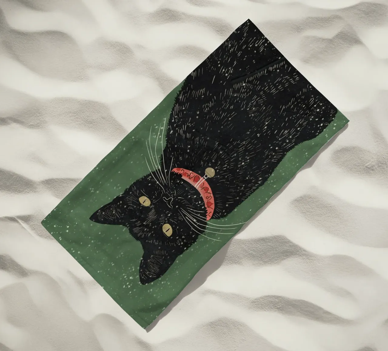 Gatto nero 5 telo mare da ThingDesign