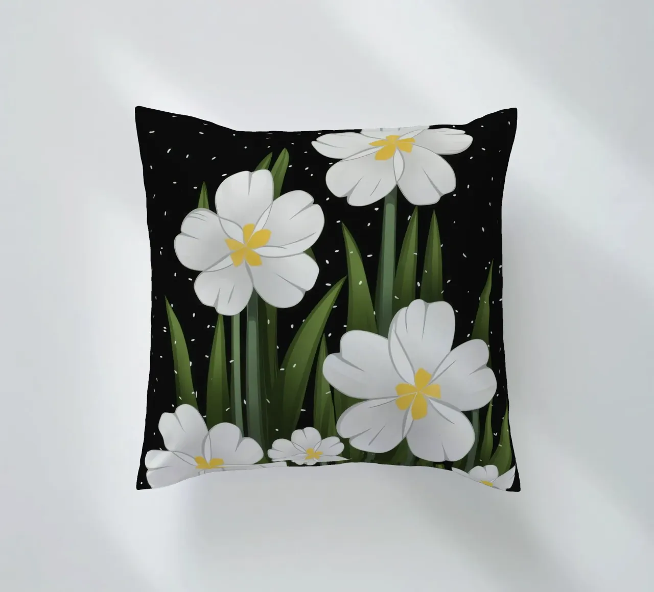 Fiori bianchi stellati cuscino da Moonlite Desire