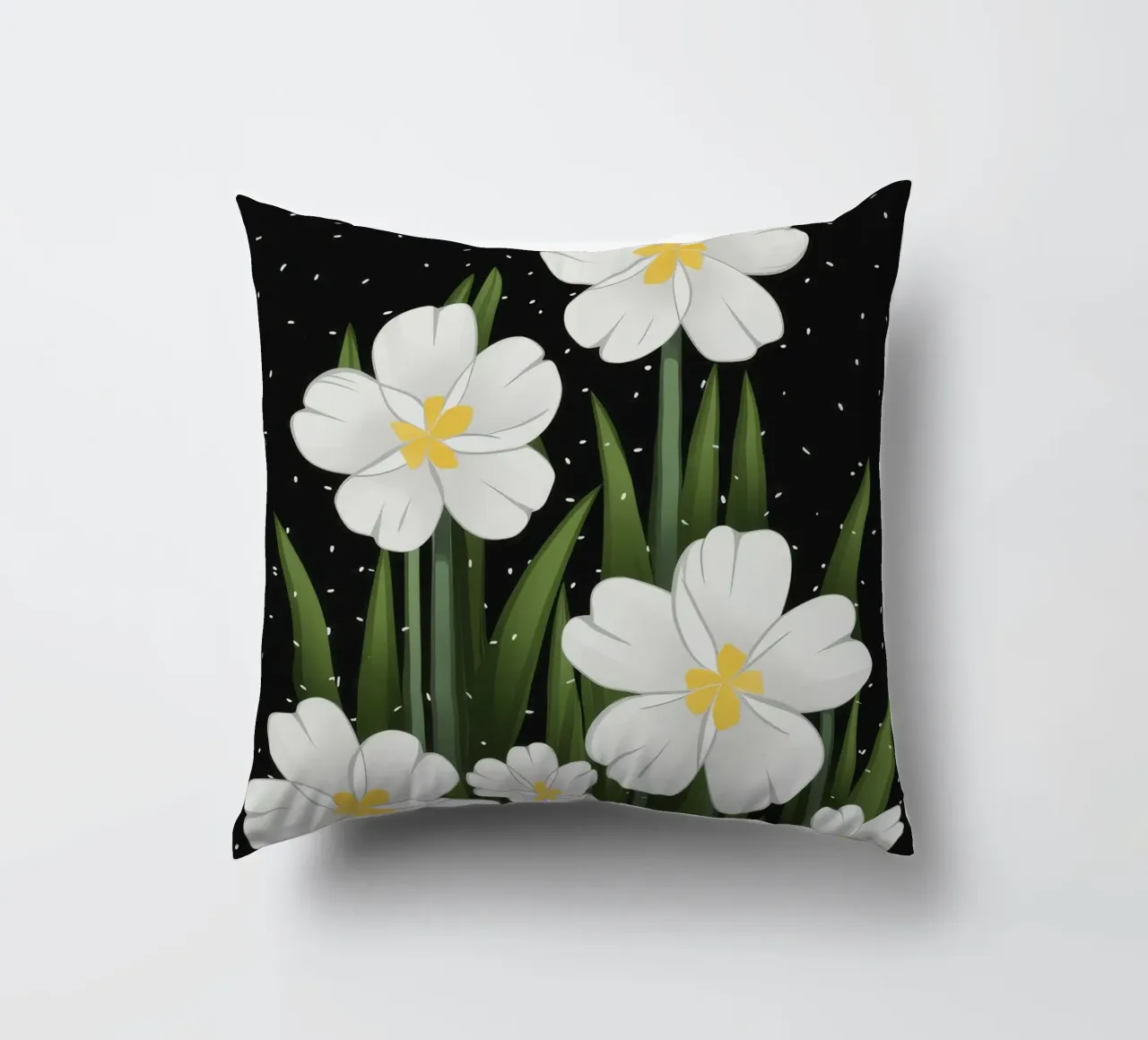 Fiori bianchi stellati cuscino da Moonlite Desire