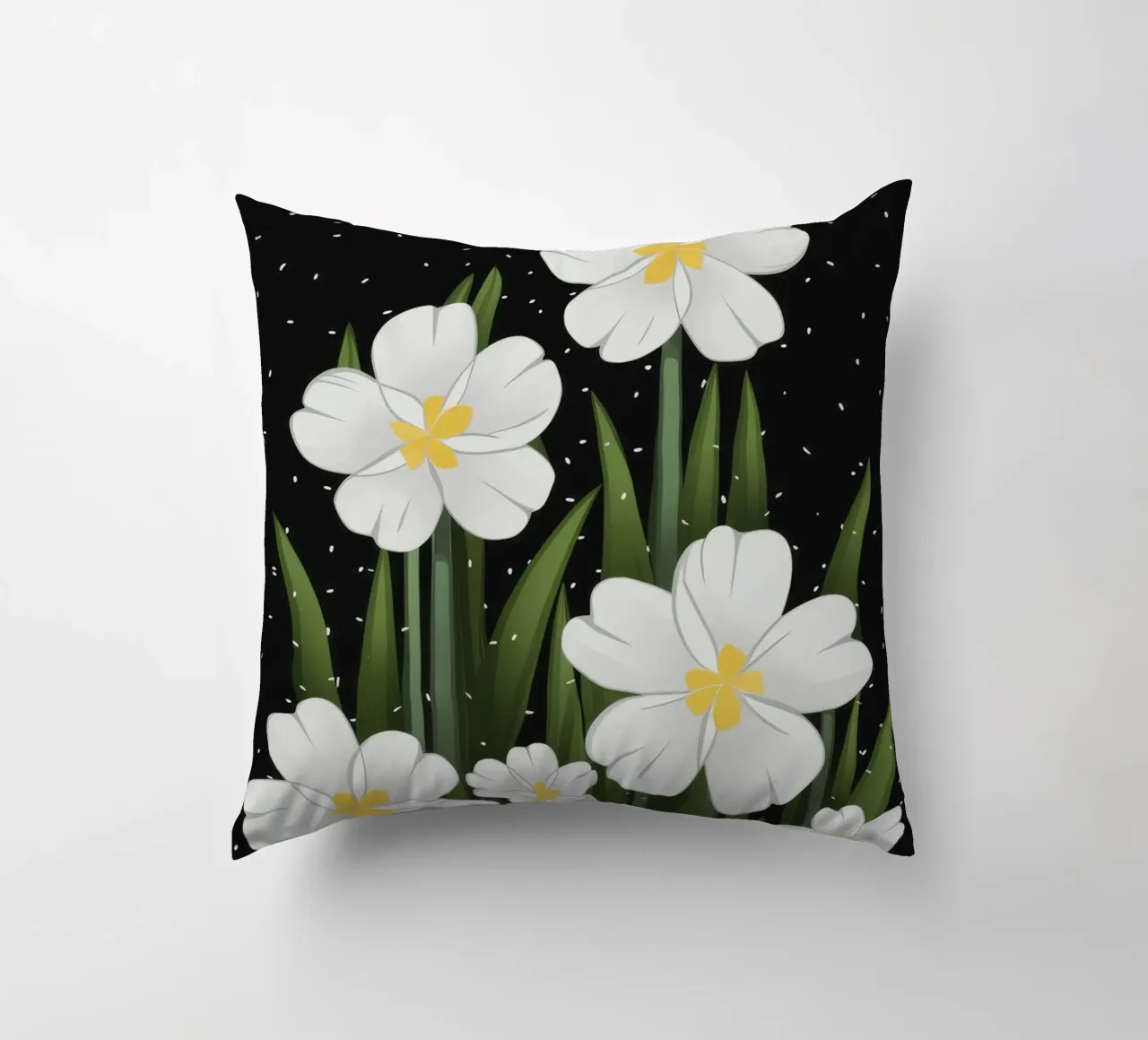 Fiori bianchi stellati cuscino da Moonlite Desire