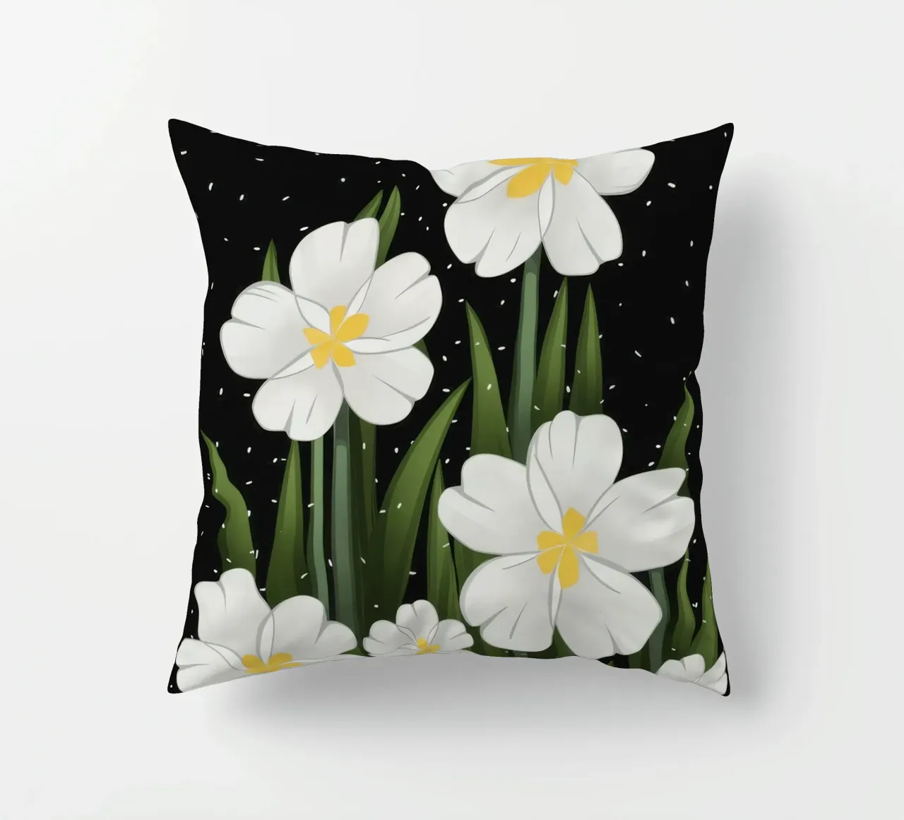 Fiori bianchi stellati cuscino da Moonlite Desire