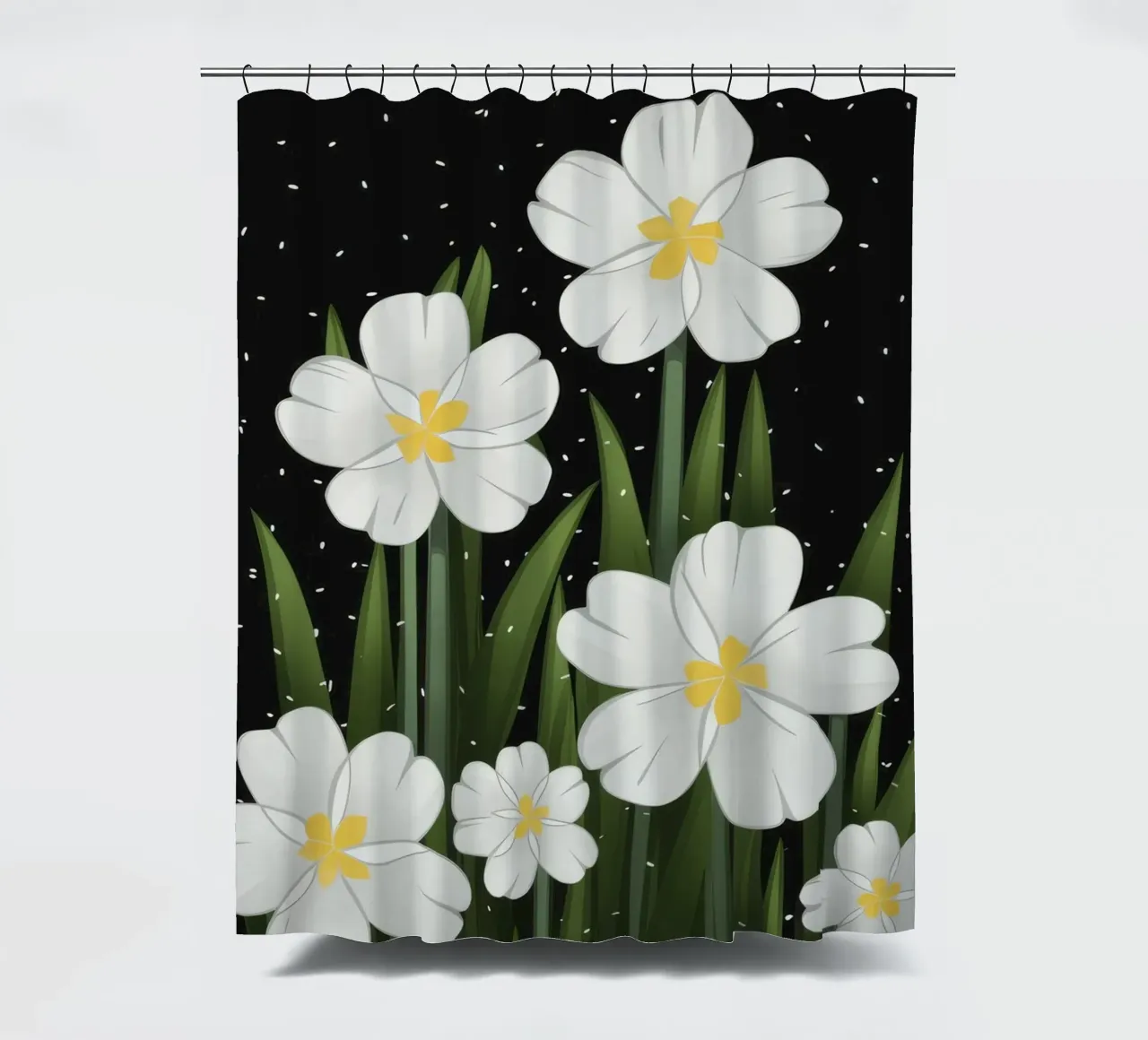 Fleurs blanches étoilées rideau de douche de Moonlite Desire