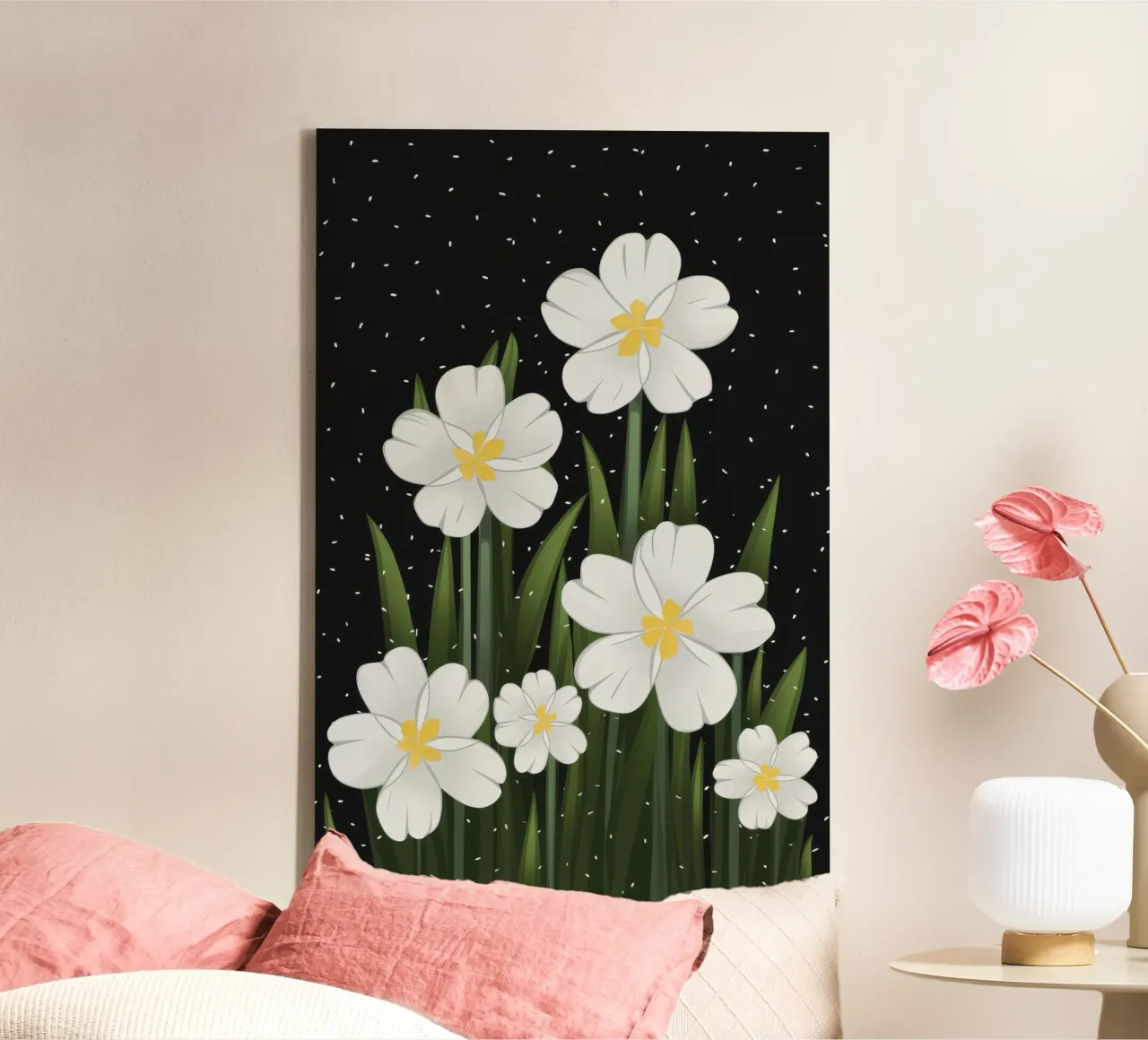 Starlit White Blooms canvas by Moonlite Desire