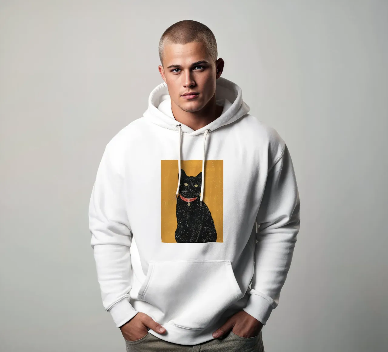 Gatto nero 7 felpa con cappuccio da ThingDesign