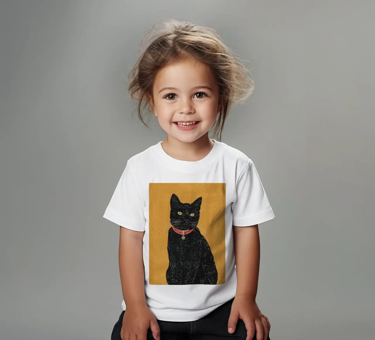 Black Cat 7 kids t-shirt by ThingDesign