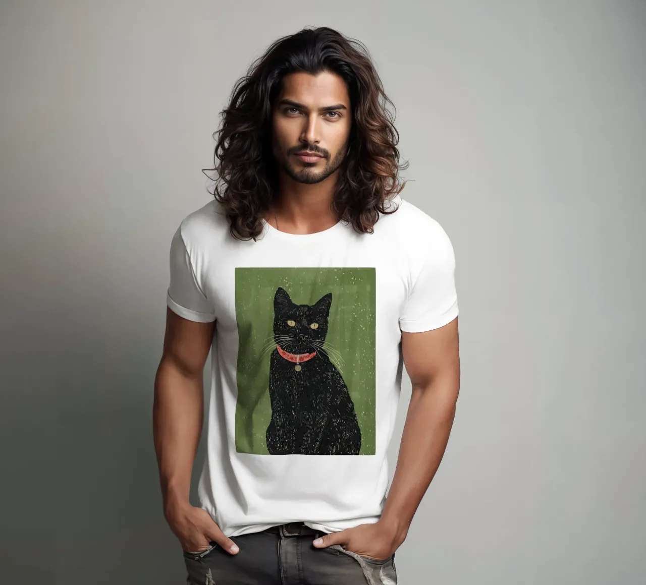 Gatto nero 8 t-shirt da ThingDesign