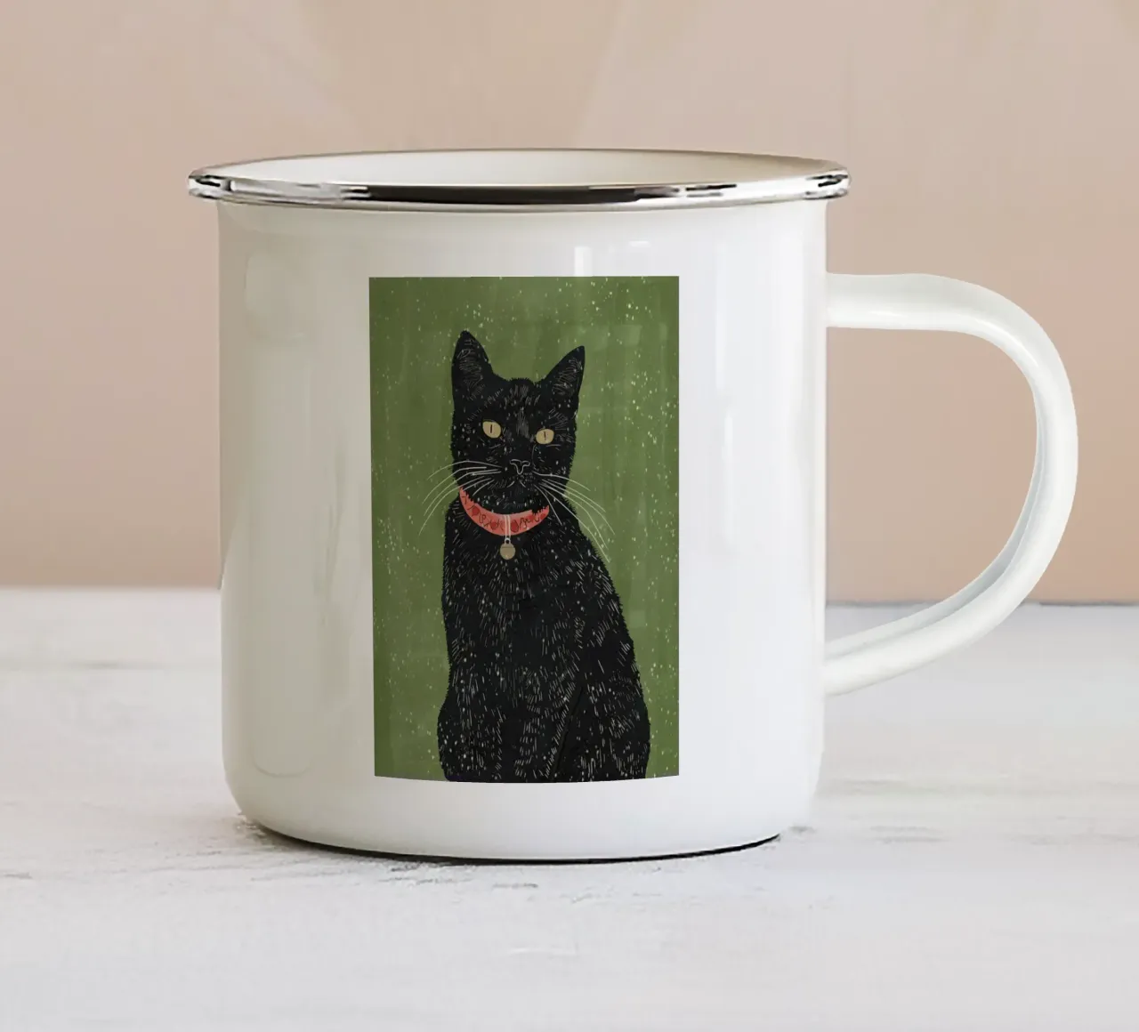 Gatto nero 8 tazza in smalto da ThingDesign
