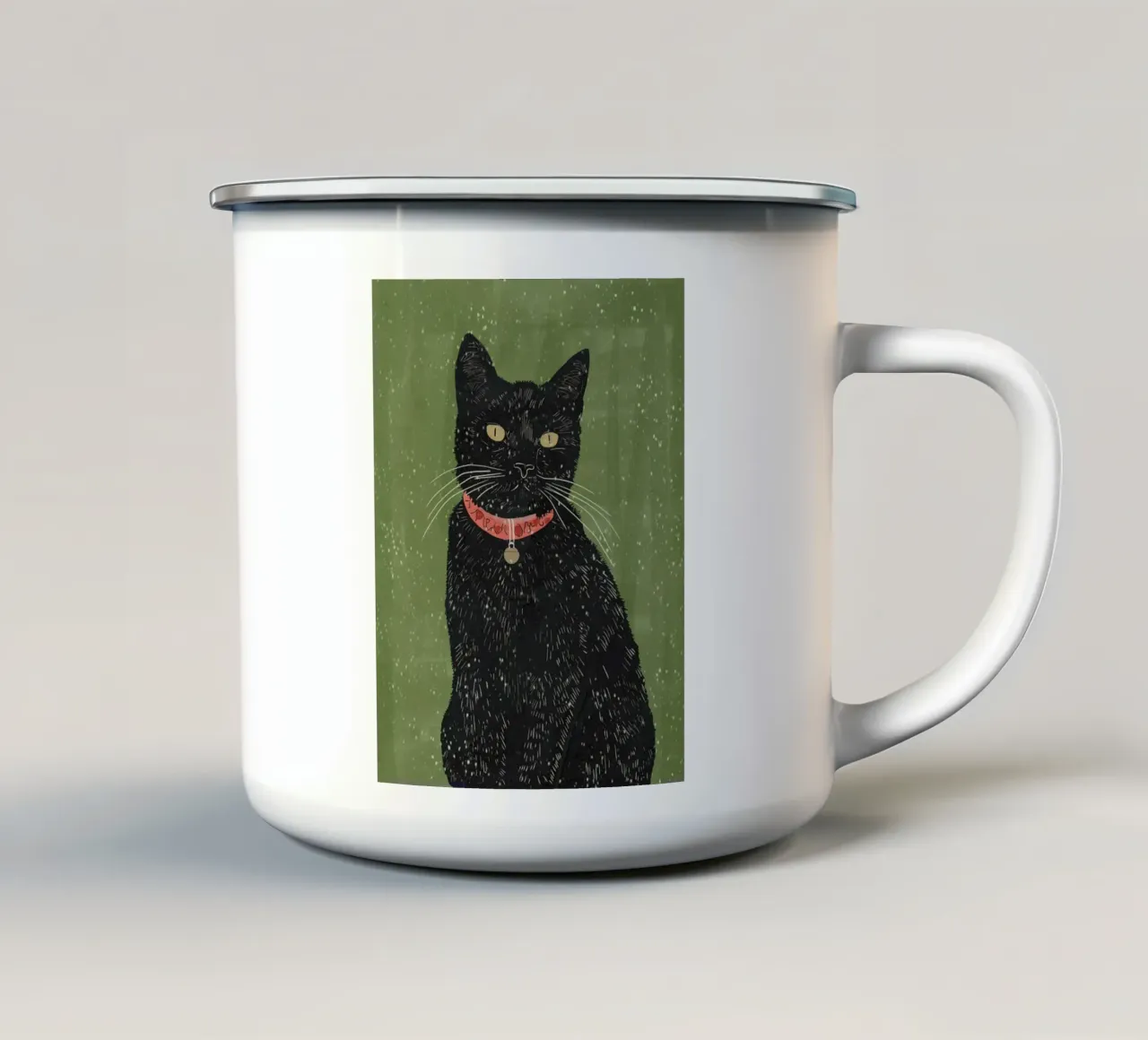 Gatto nero 8 tazza in smalto da ThingDesign