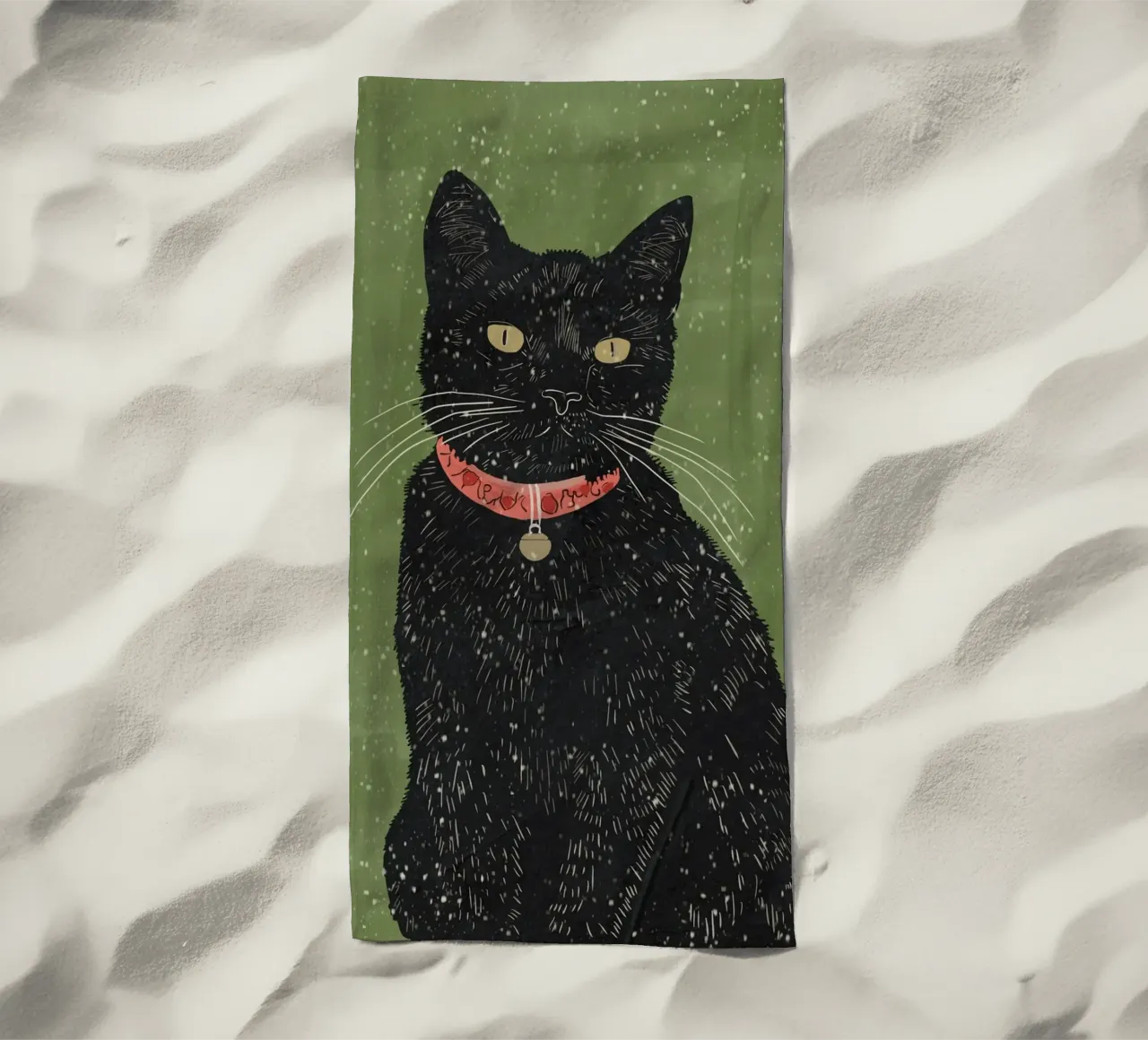 Gatto nero 8 telo mare da ThingDesign