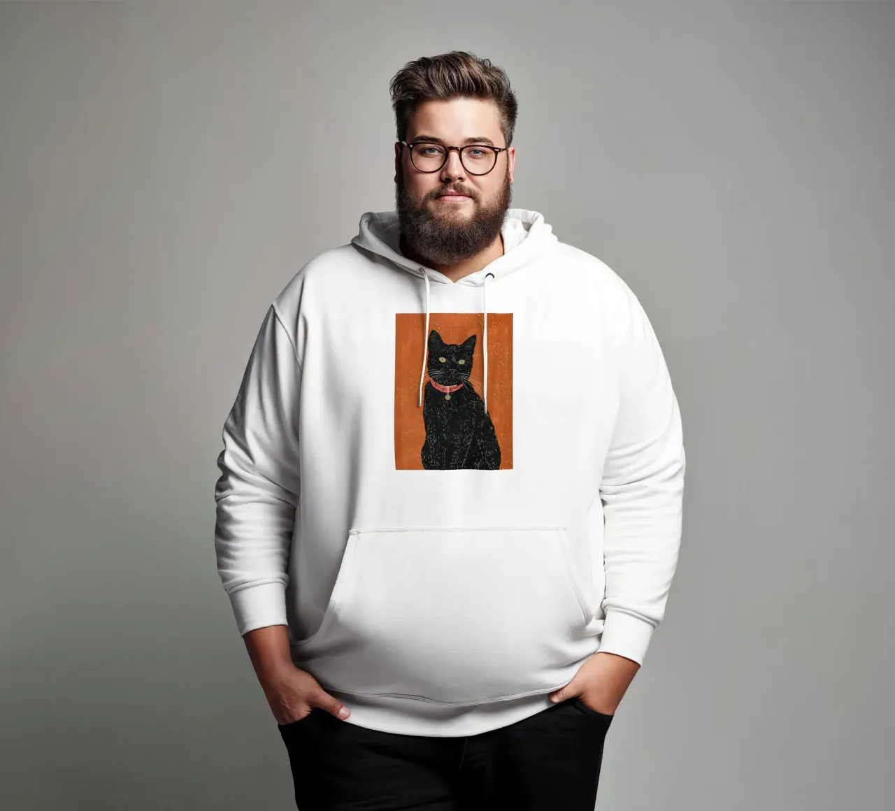 Gatto nero 9 felpa con cappuccio da ThingDesign