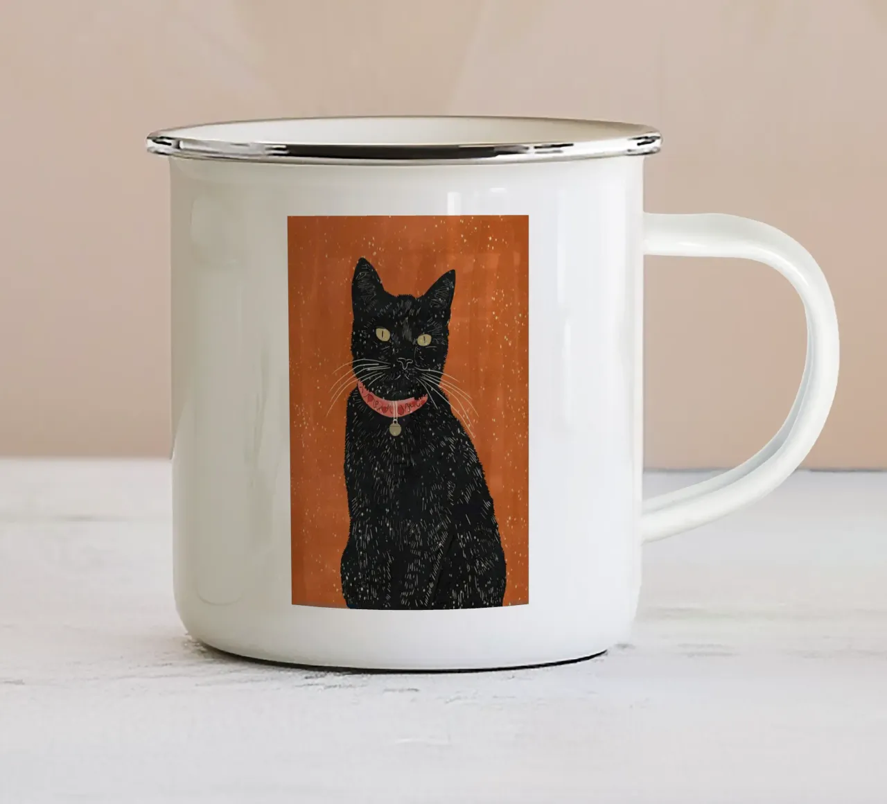 Gatto nero 9 tazza in smalto da ThingDesign