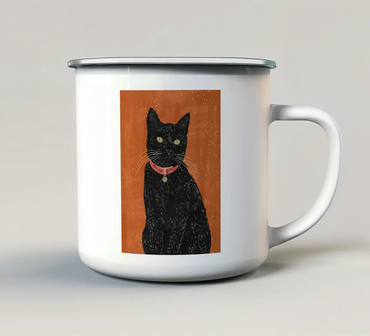 Gatto nero 9 tazza in smalto da ThingDesign