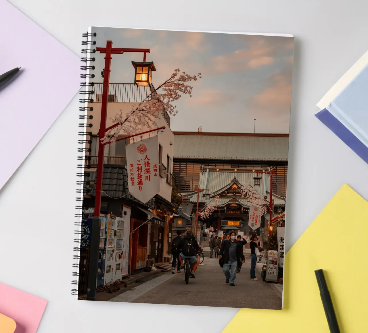 Sunset Temple in Tokyo, Japan spiral notebook by Marcel Bisig
