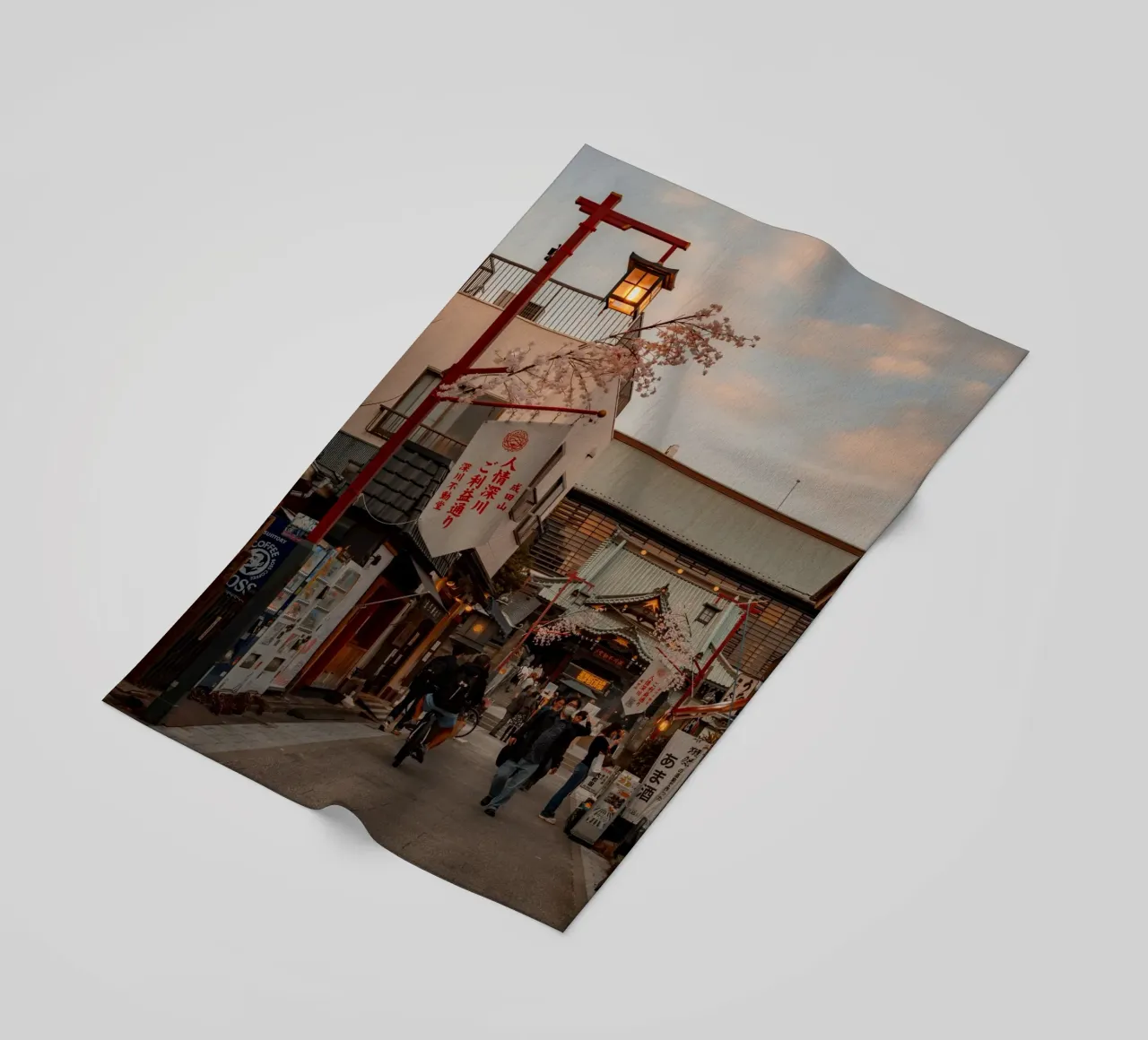 Sunset Temple in Tokyo, Japan beach towel by Marcel Bisig